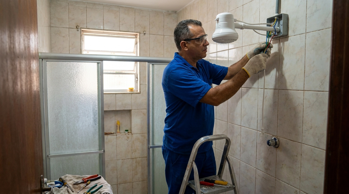 Substituição de Chuveiro Antigo em Cuiabá‑MT
